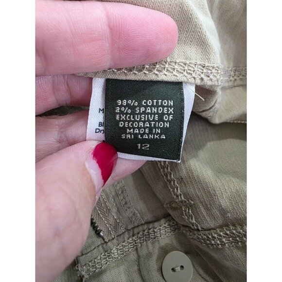 Eddie Bauer Size 12 Tan Khaki Capri Cargo Pants Wide Leg Utility Hiking - Picture 2 of 16